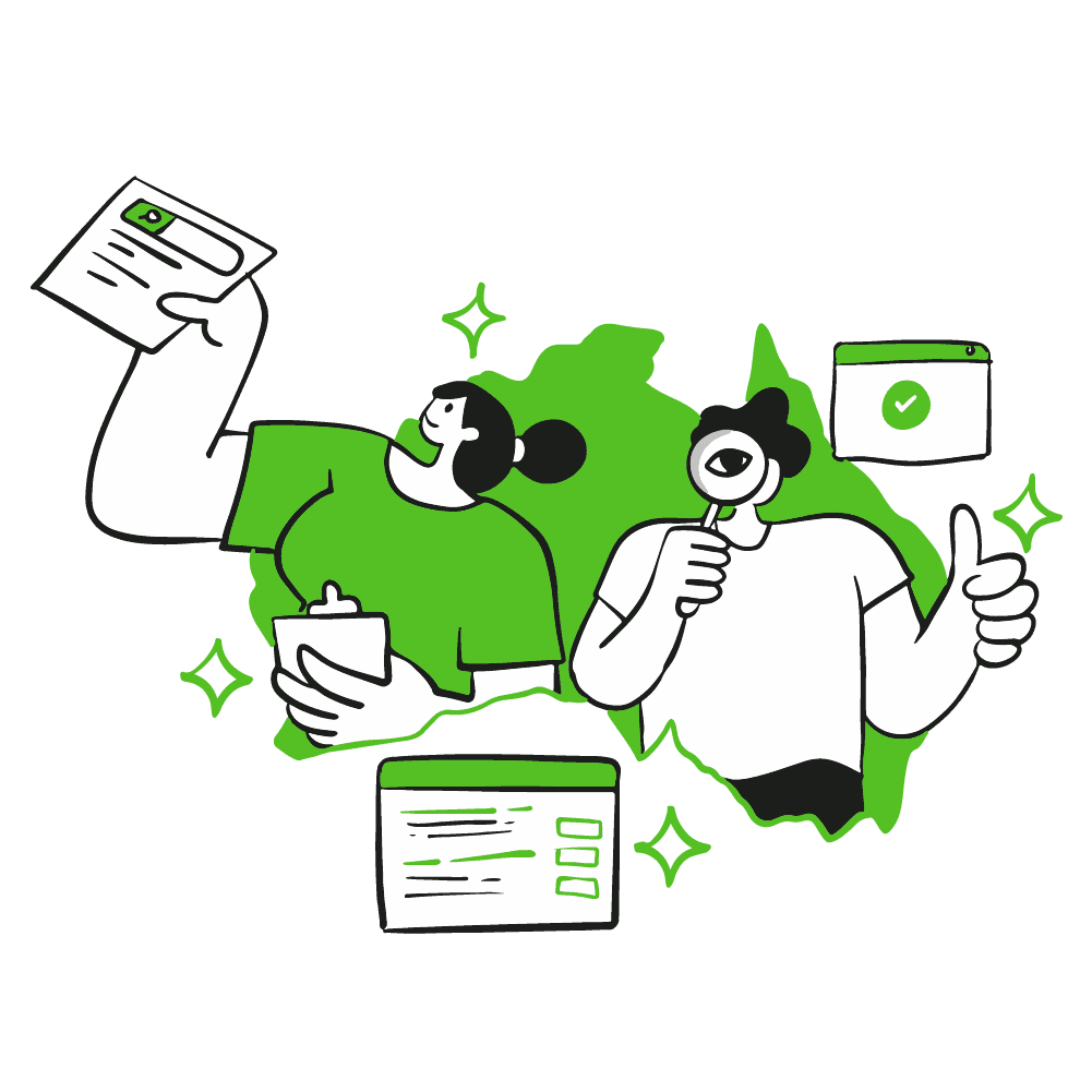 Illustration of an eCommerce SEO specialist working on category and product pages